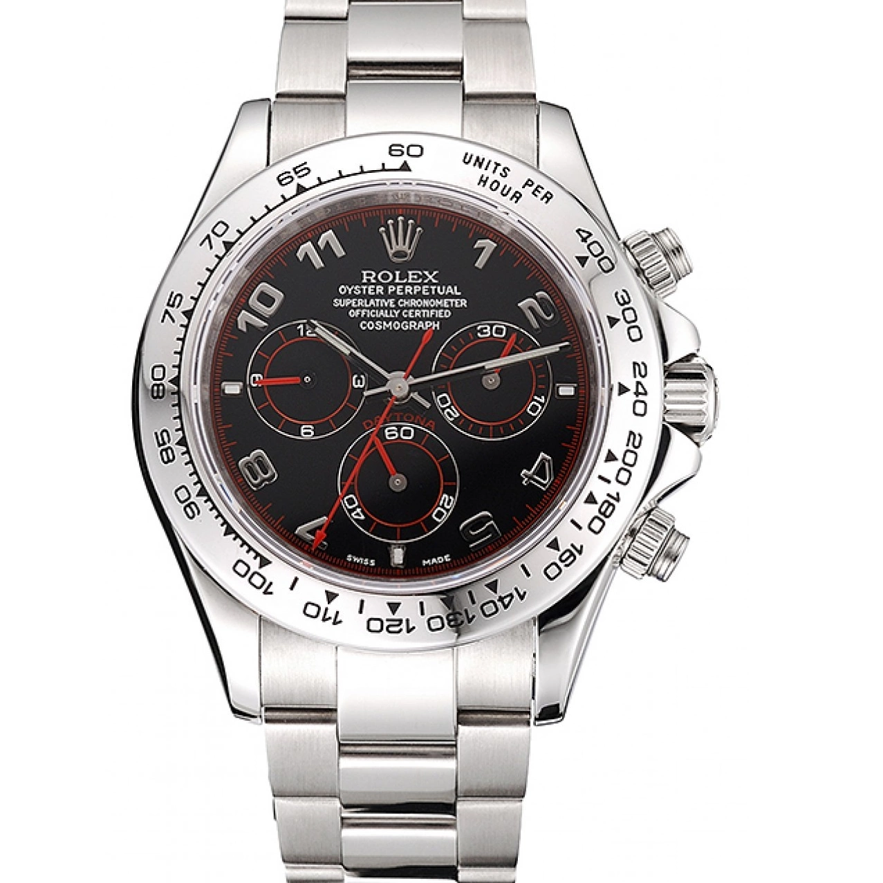 Steel Daytona Bracelet Black Swiss Rolex Stainless Dial 80296 0819